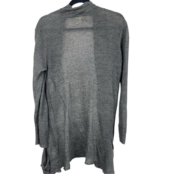 Eileen Fisher grey Open Front 100% Linen Cardigan Sweater Size Medium - Picture 2 of 6